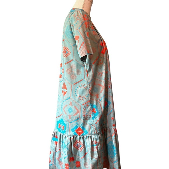 Sheridan French Patterned Gray and Orange Red Women's Casual Dress Size XS - Picture 5 of 13